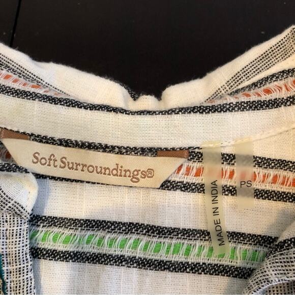 Soft Surroundings black white striped embroidered popover tunic top Petite Small - Picture 13 of 15